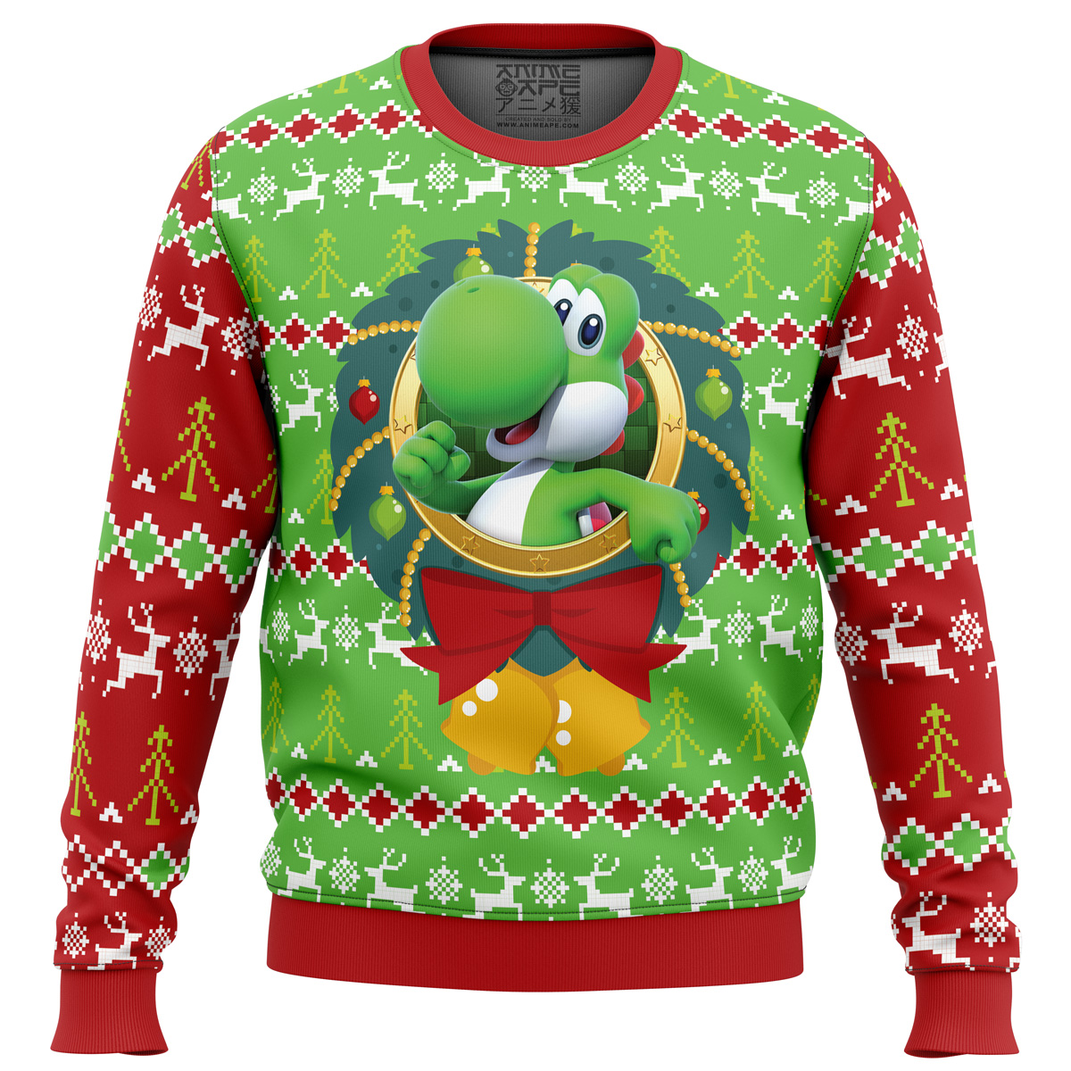 Yoshi Super Mario Ugly Christmas Sweater - Chow Down Movie Store