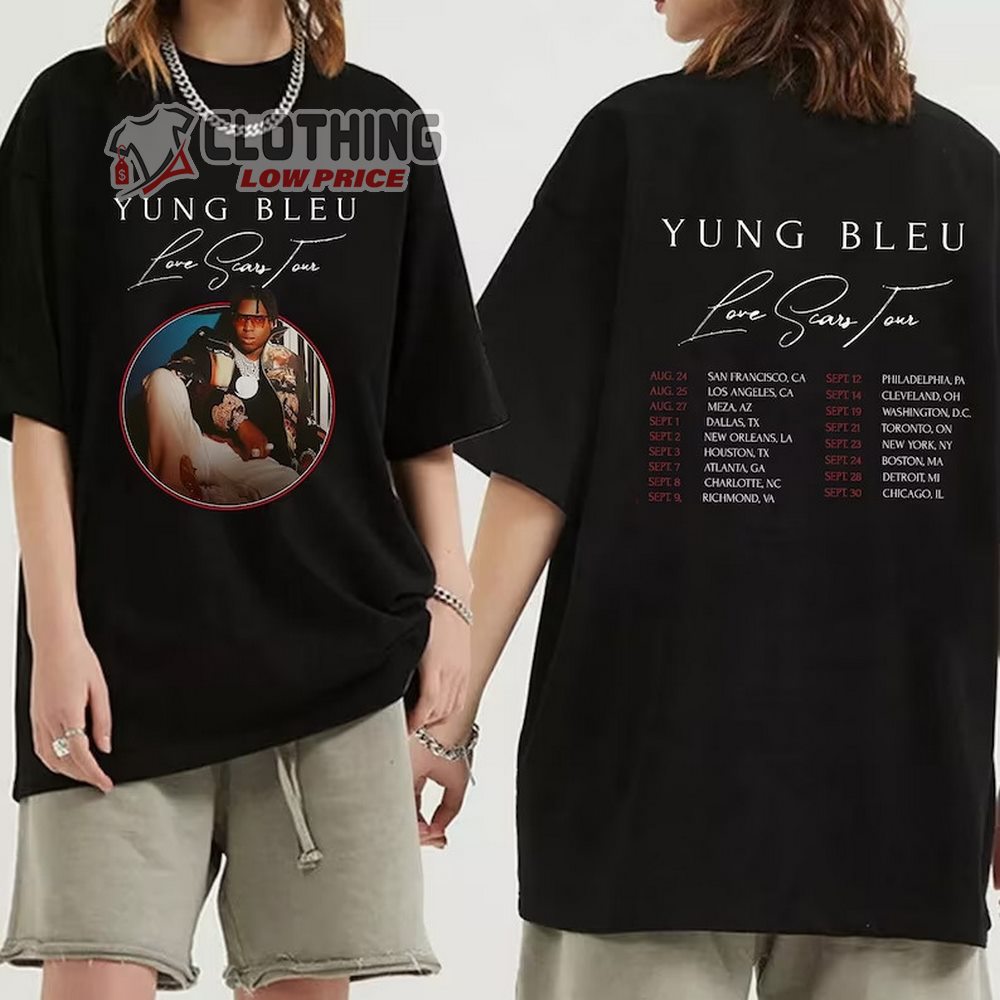 Yung Bleu Love Scars Tour 2023 Merch, Yung Bleu Love Scars Tour Dates 2023 Shirt, Rapper Yung Bleu Concert 2023 Tickets T-Shirt