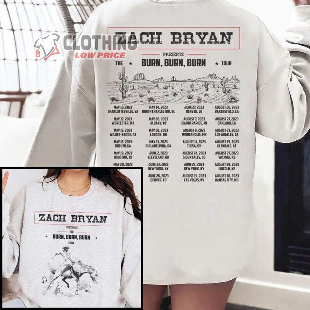 Zach Bryan Burn Burn Burn North American Tour Setlist 2023 Shirt, Zach Bryan World Tour Hoodie