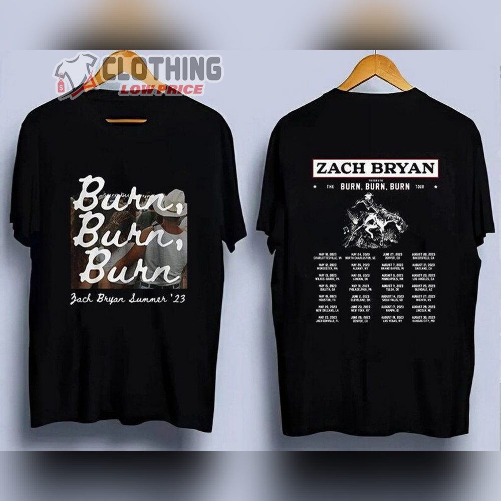 Zach Bryan Burn Burn Burn Tour 2023 2 Sides T-Shirt, Western Zach Bryan Shirt, Zach Bryan Country Music Shirt