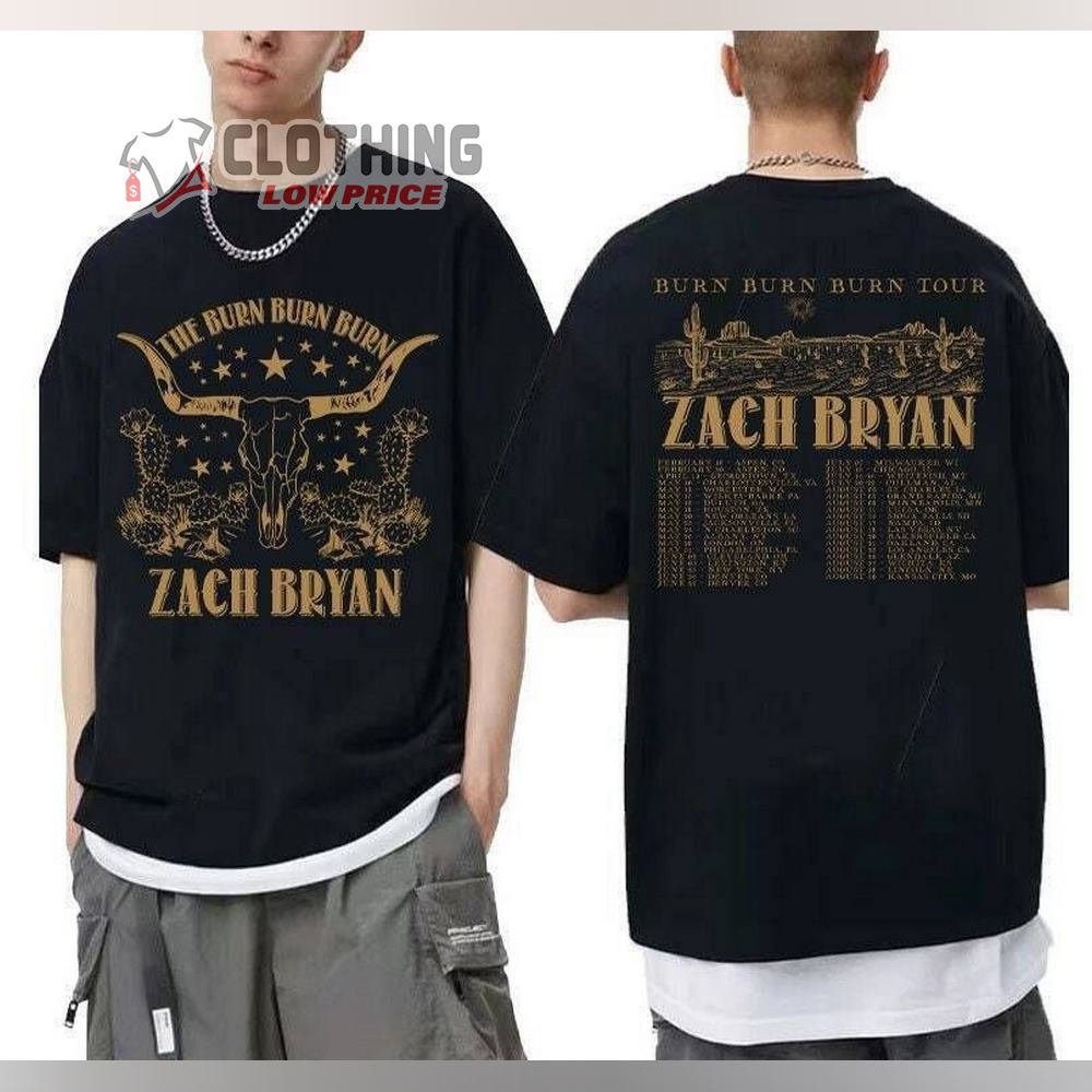 Zach Bryan Concert 2023 Merch, Zach Bryan The Burn Burn Burn Tour 2023 Shirt, Zach Bryan World Tour 2023 Setlist T-Shirt