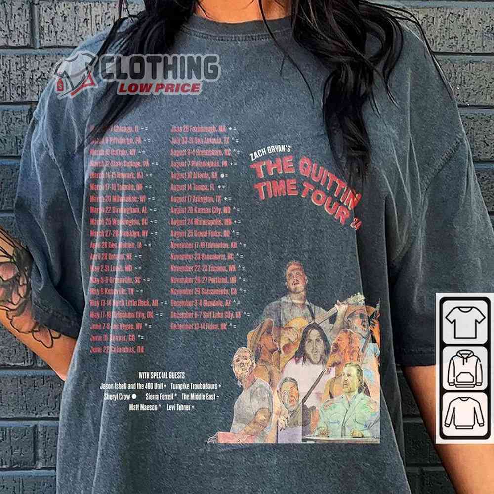 Zach Bryan The Quittin Time Tour T-Shirt, Zach Bryan Tour 2024 Shirt, The Quittin Time Tour Merch, Zach Bryan Tee Gift