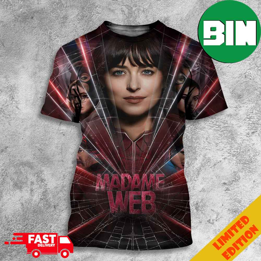 Textless Poster For Madame Web Dakota Johnson x Sydney Sweeney x Isabela Merced x Emma Roberts 3D All Over Print T-Shirt-