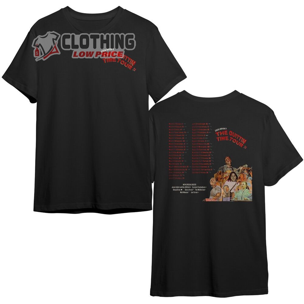 Zach Bryan T-Shirt, The Quittin Time Tour 2024 Shirt, Zach Bryan Tour Merch, Zach Bryan Retro Tee Gift