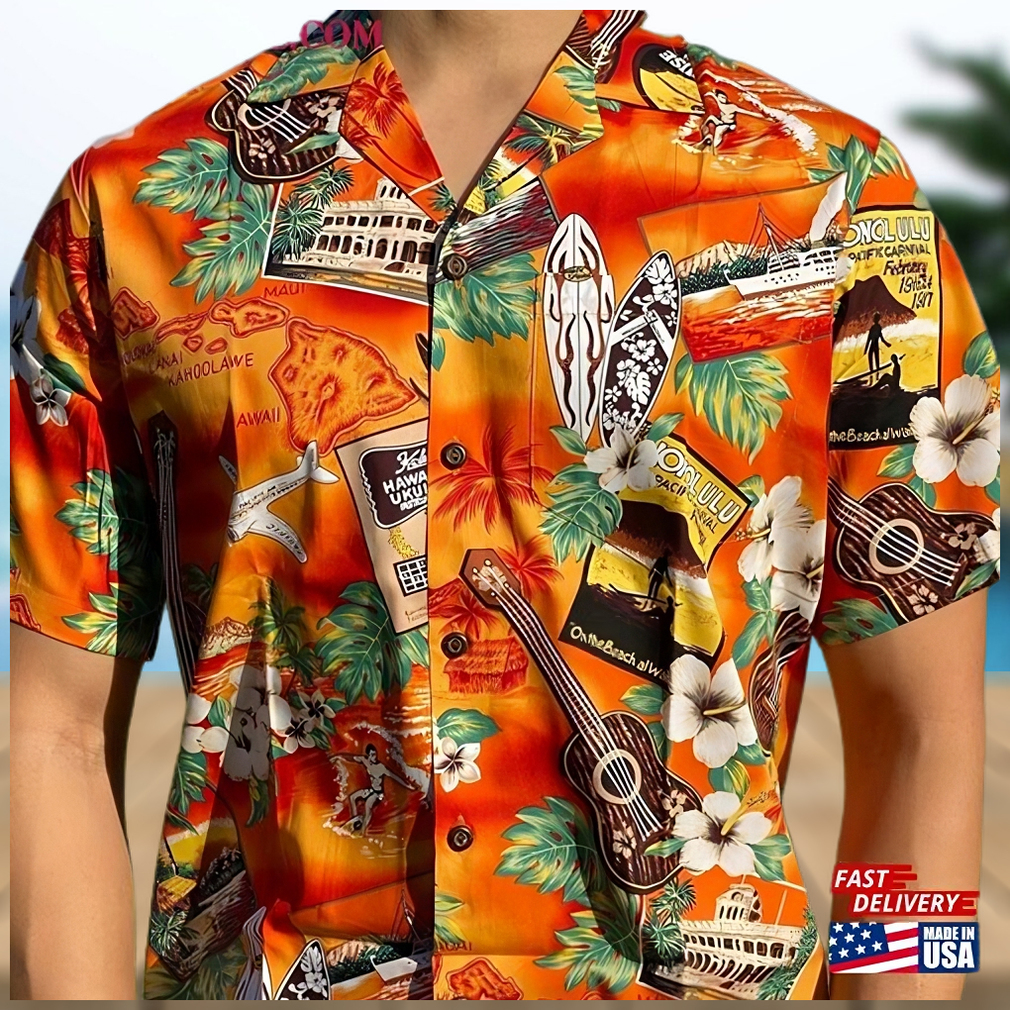 100 Cotton Kona Music Hawaiian Aloha Shirt Made In Hawaii Small - Limotees