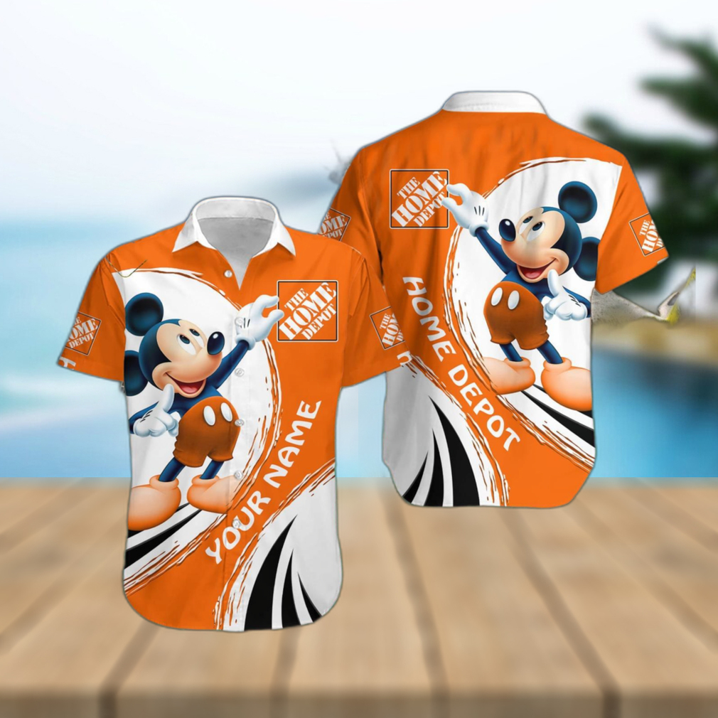 3D All Over Printed Home Depot Mickey Lover Gift Short Sleeve Summer Gift Hawaiian Shirt Custom Name - Limotees