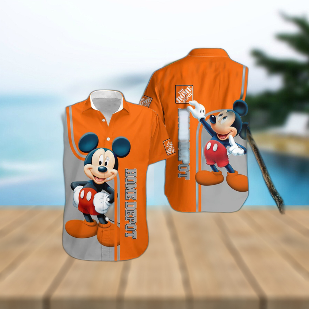 3D All Over Printed Home Depot Mickey Lover Short Sleeve Summer Gift Hawaiian Shirt - Limotees