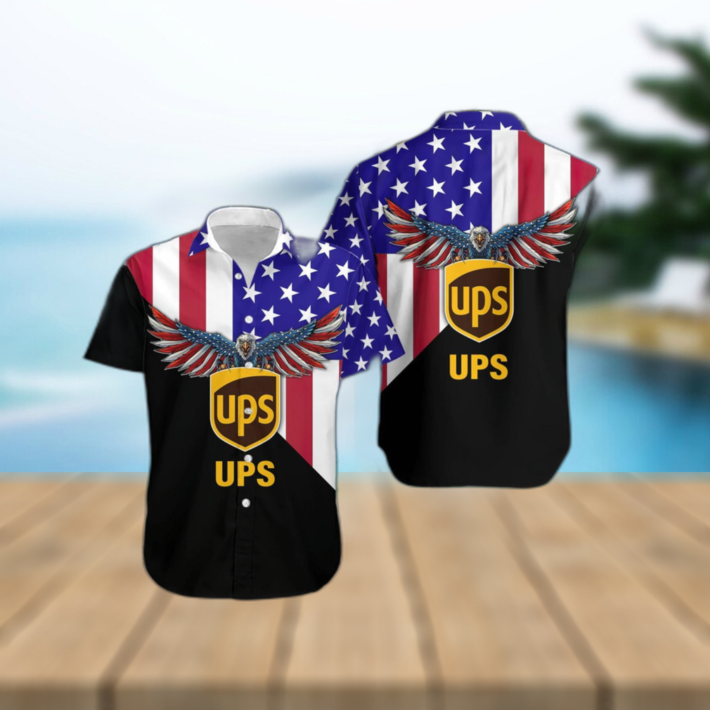 3D All Over Printed Ups US Flag Eagle Short Sleeve Summer Gift Hawaiian Shirt - Limotees