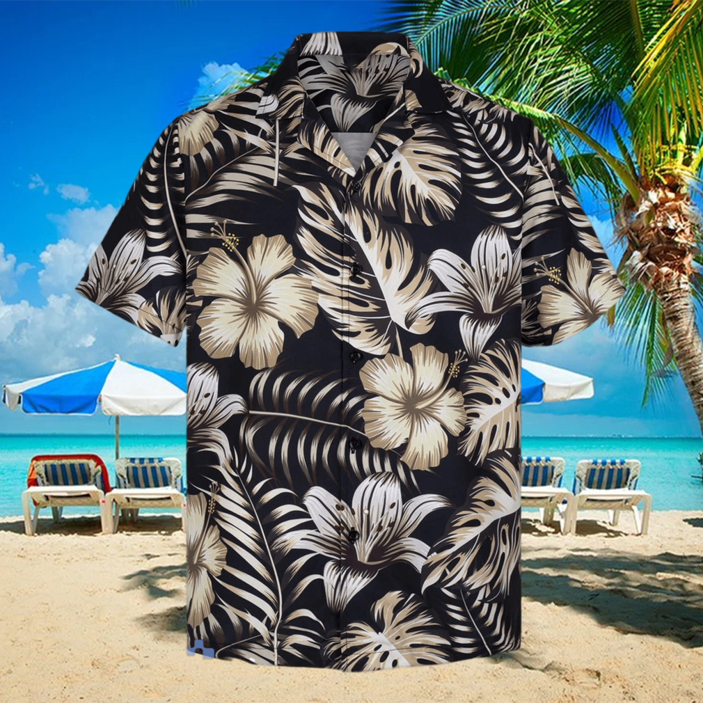 3D Black Floral Hibiscus Short Sleeve Summer Beach Hawaiian Shirt - Limotees