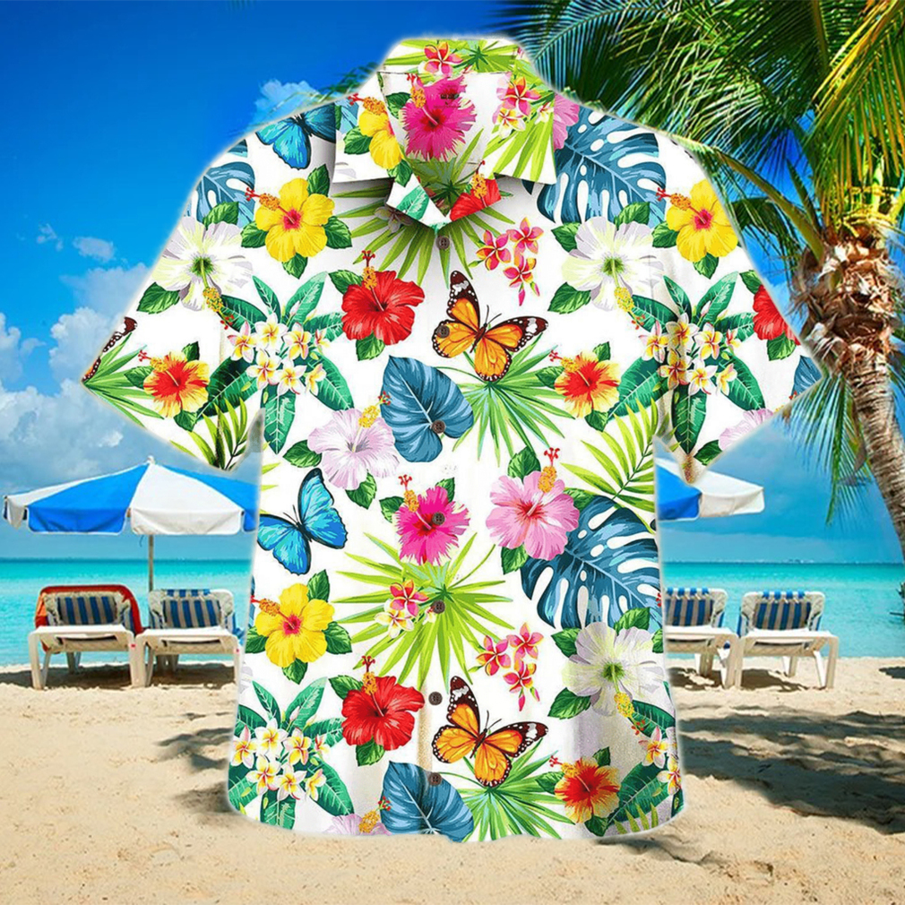 3D Butterfly Flower Tropical Aloha Summer Beach Hawaiian Shirt - Limotees