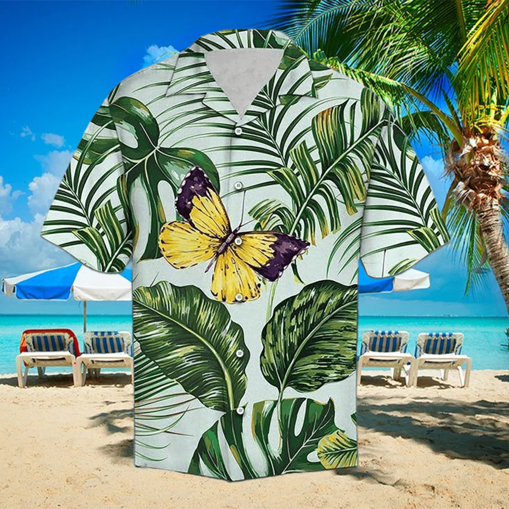 3D Butterfly Palm Flower Tropical Aloha Summer Beach Hawaiian Shirt - Limotees