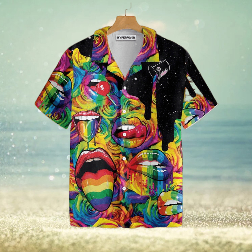 3D Hawaiian T Shirt For Gay Sexy Lips Always Proud LGBT Hawaiian Shirt - Limotees