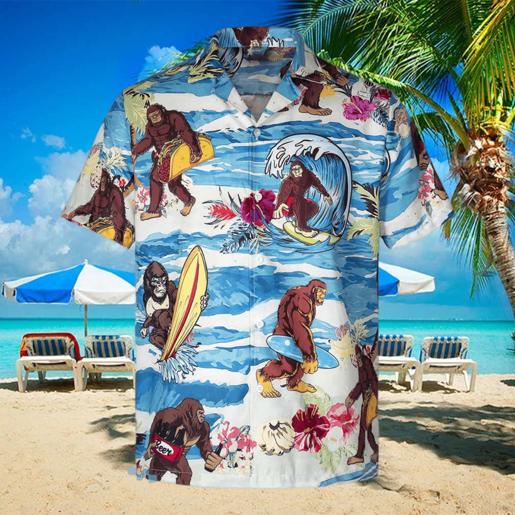 3D god zilla Loves Surfing Short Sleeve Summer Beach Hawaiian Shirt - Limotees