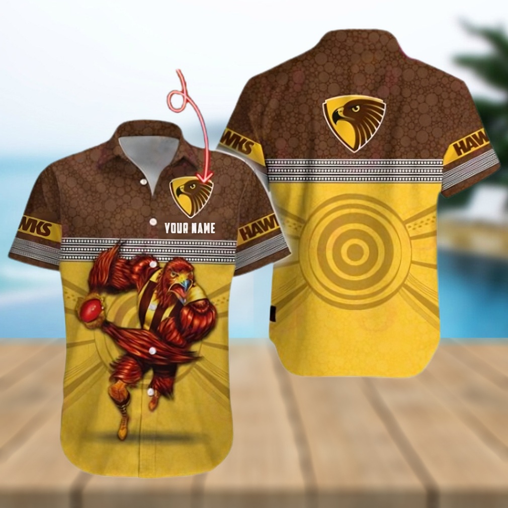 AFL Hawthorn Hawks Custom Name Hawaiian Shirt - Limotees