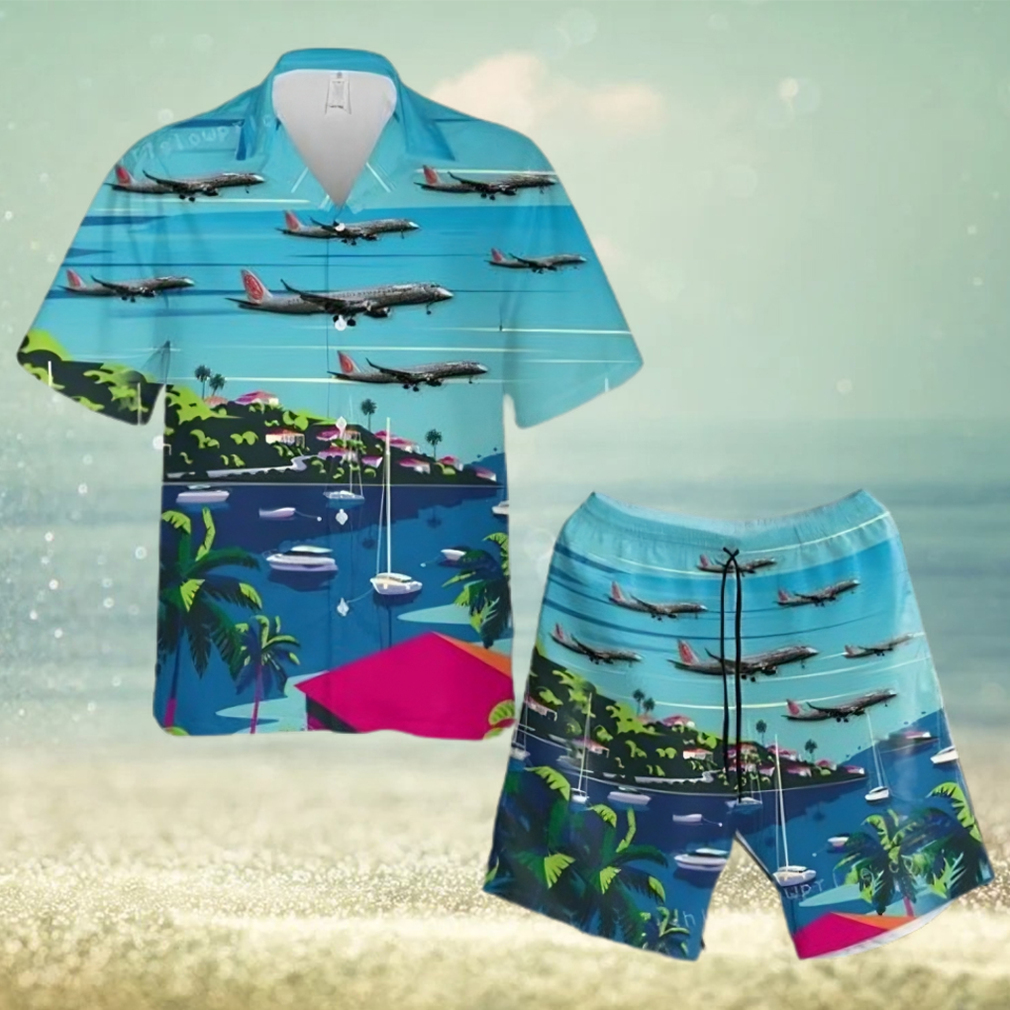 Air Berlin (lgw Luftfahrtgesellschaft Walter) Embraer 190 100lr Short Sleeve Hawaiian Shirt - Limotees