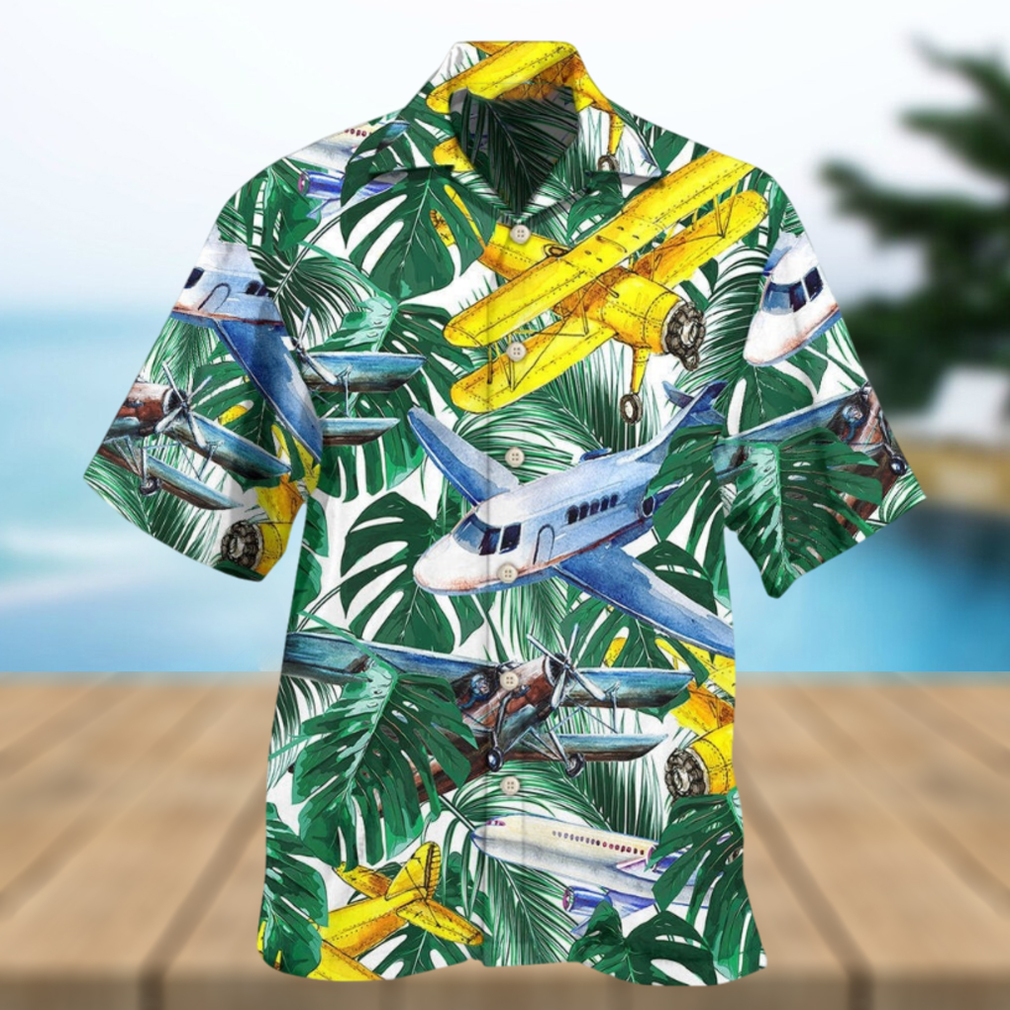 Airplane Tropical Leaf Wish Right Now Hawaiian Shirt - Limotees