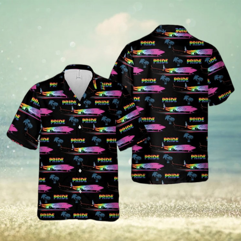 Alaska Fly With Pride Hawaiian Shirt For Gaymer Lesbian Hawaiian 3D Shirt For Pride Month - Limotees