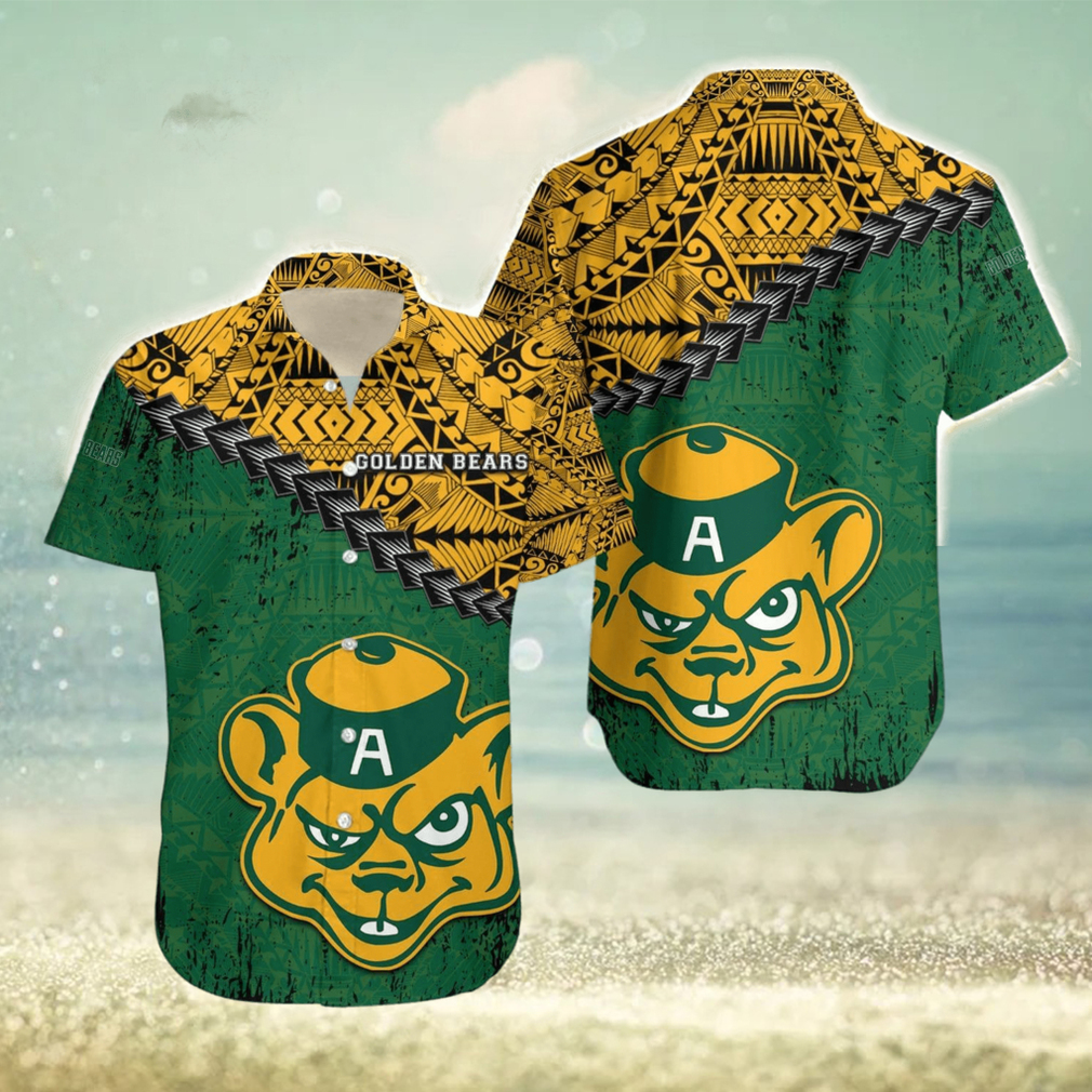 Alberta Golden Bears Ca Cis Grunge Polynesian Tattoo Pattern Hawaiian Shirt For Fans - Limotees