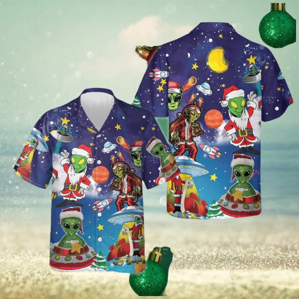 Aliens In Santa Costume Hawaiian Shirt Funny Christmas Shirt Gifts For Sibling - Limotees