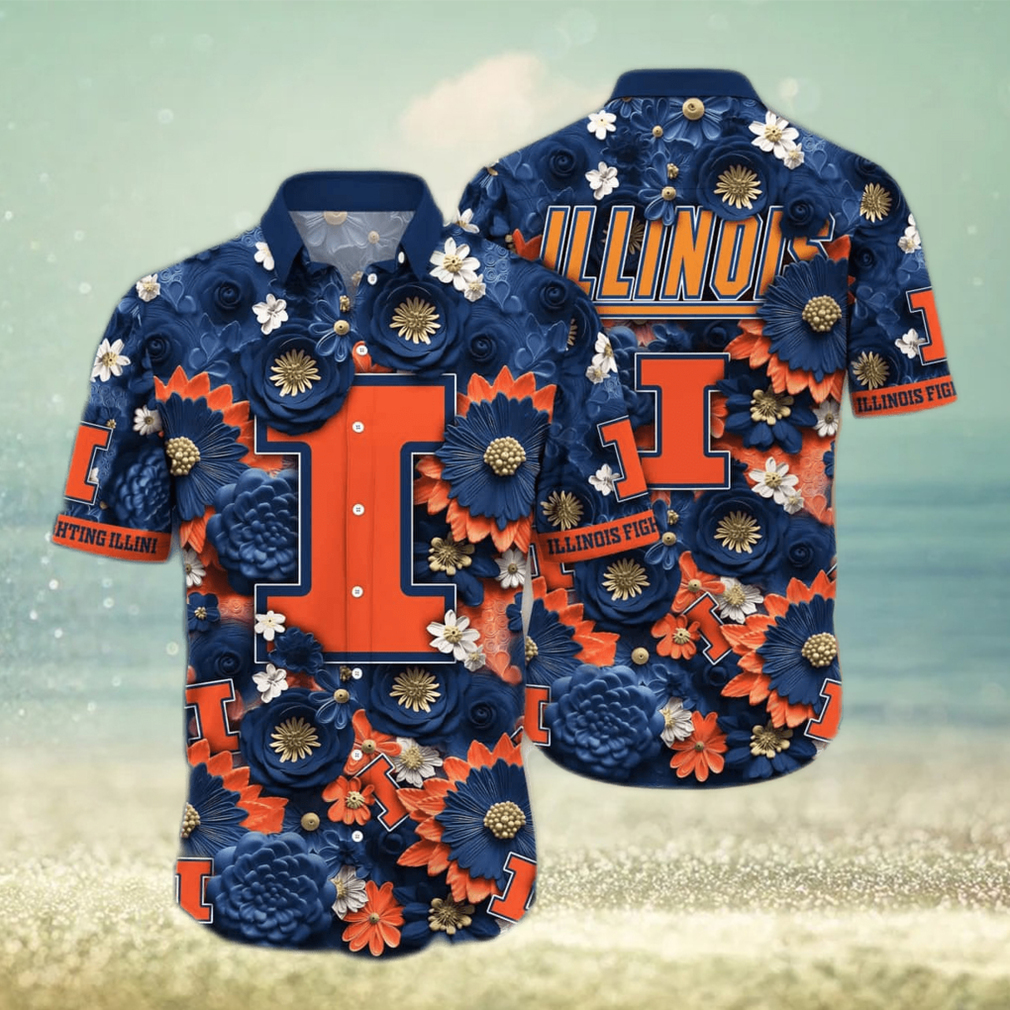 Aloha Flora NCAA Illinois Fighting Illini Hawaiian Shirt Gift For Boyfriend - Limotees