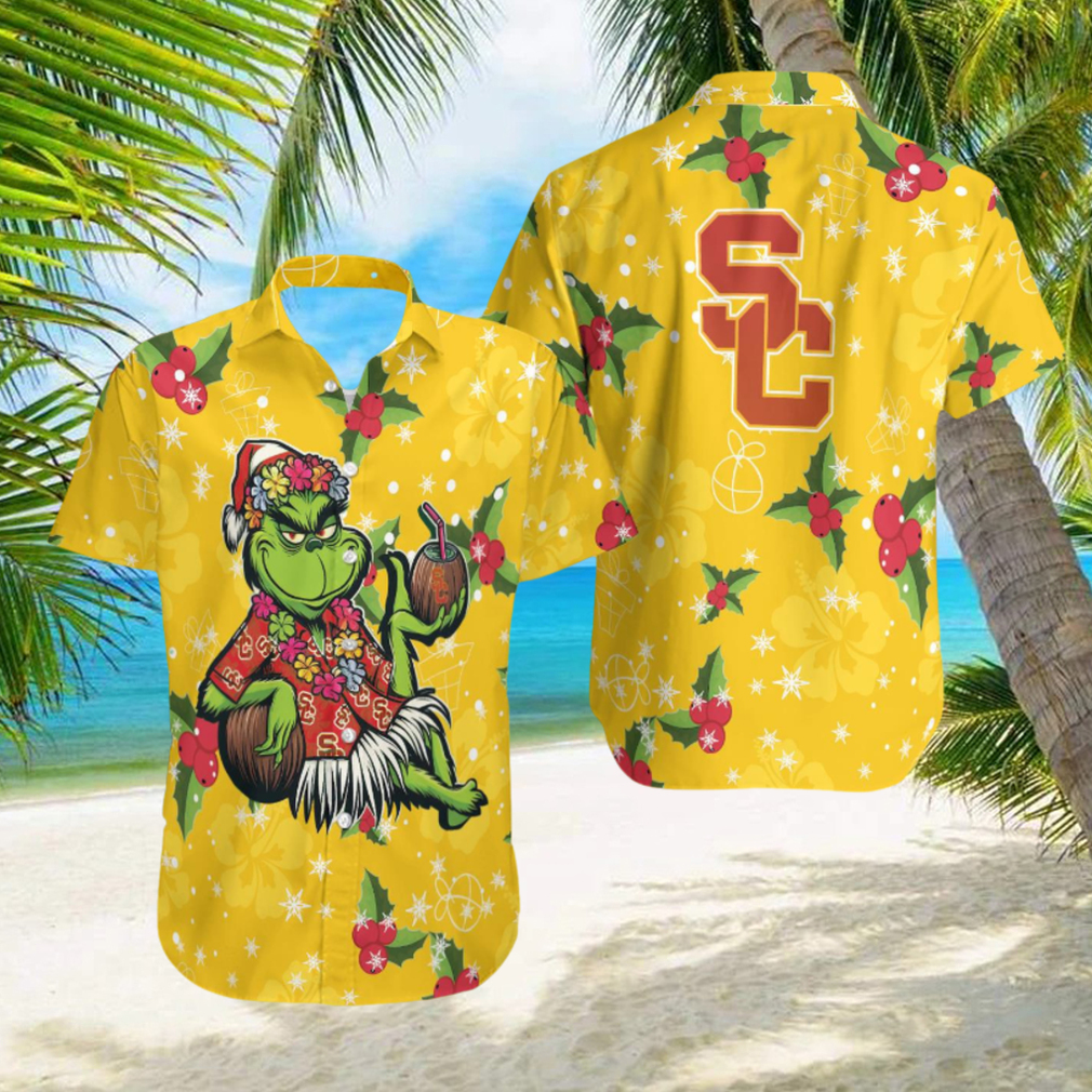 Aloha Grinch Relax Christmas NCAA USC Trojans Hawaiian Shirt Gift For Fans - Limotees