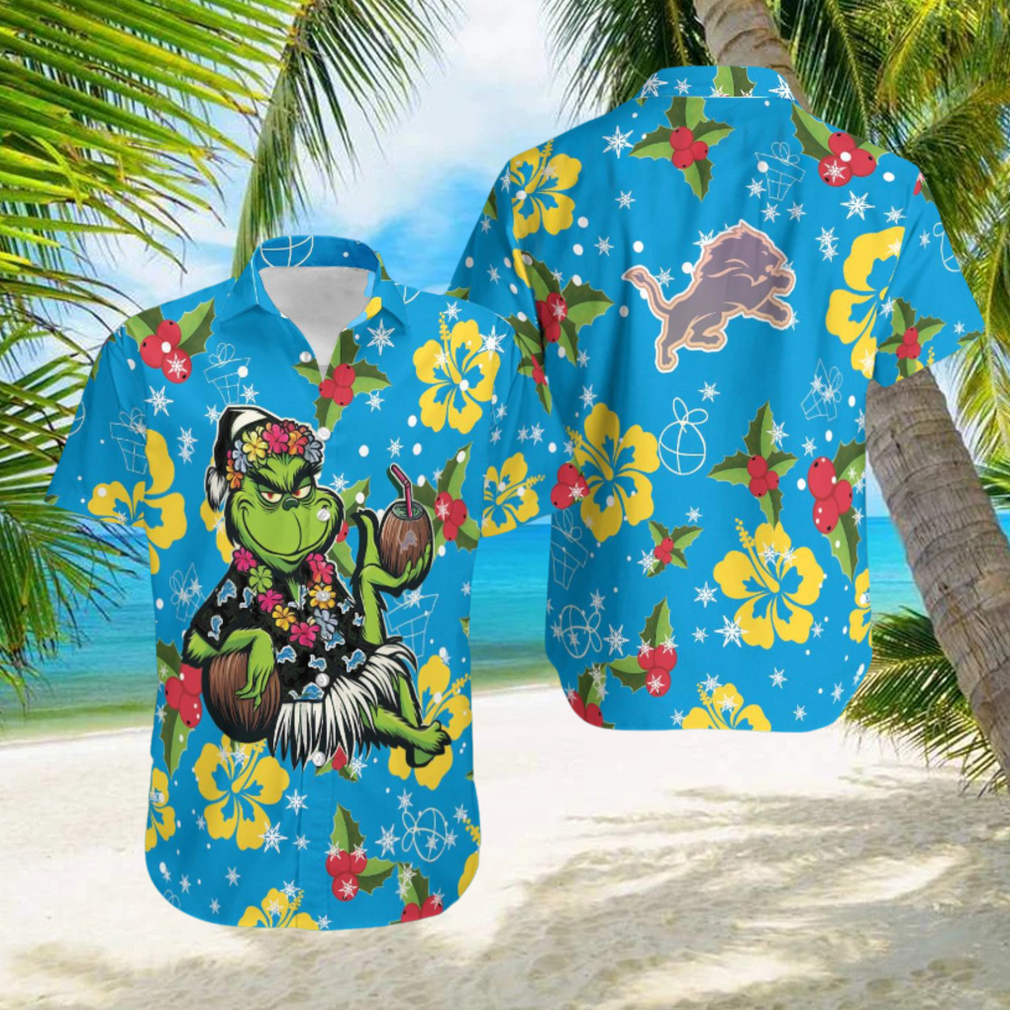 Aloha Grinch Relax Christmas NFL Detroit Lions Hawaiian Shirt Gift Beach - Limotees