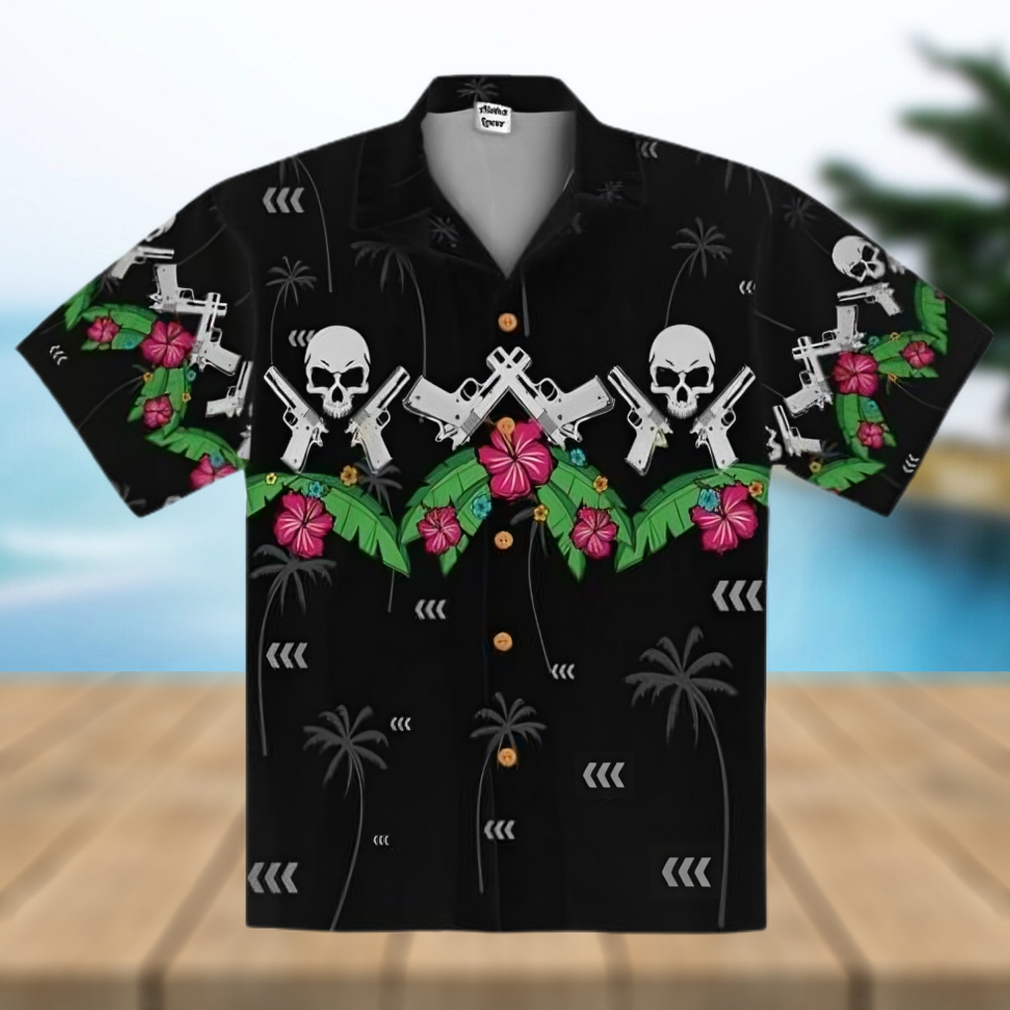 Aloha Skull And Pistol Gun Floral Hawaiian Shirt - Limotees