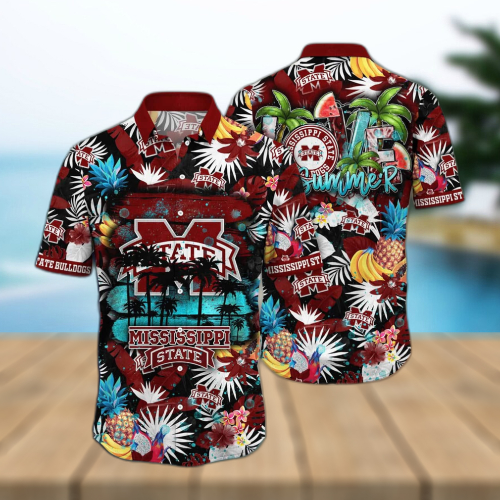 Aloha Summer NCAA Mississippi State Bulldogs Hawaiian Shirt Tropical Fruit Pattern - Limotees