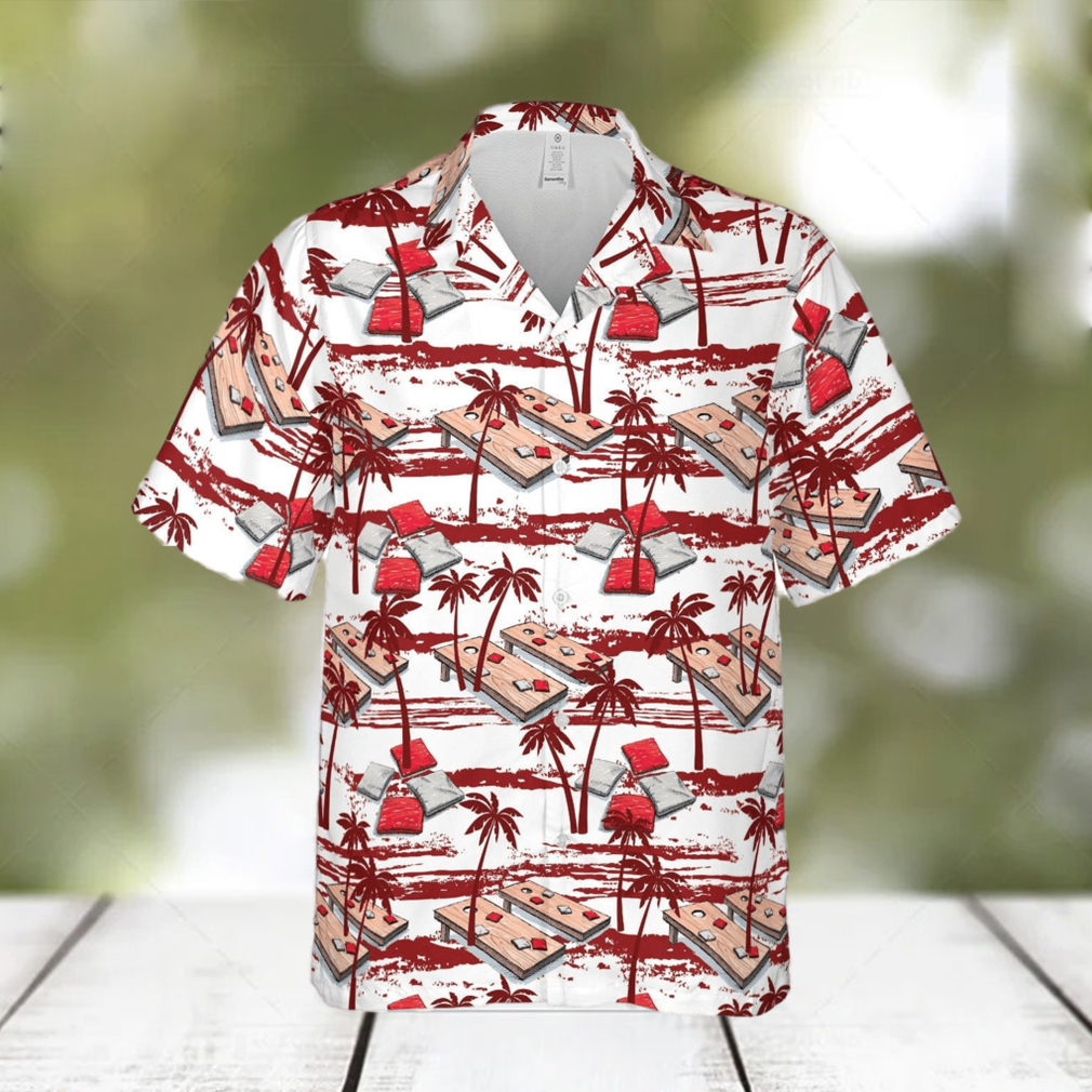 Amazing Cornhole Red Palm Tree Unisex Hawaiian Shirts - Limotees