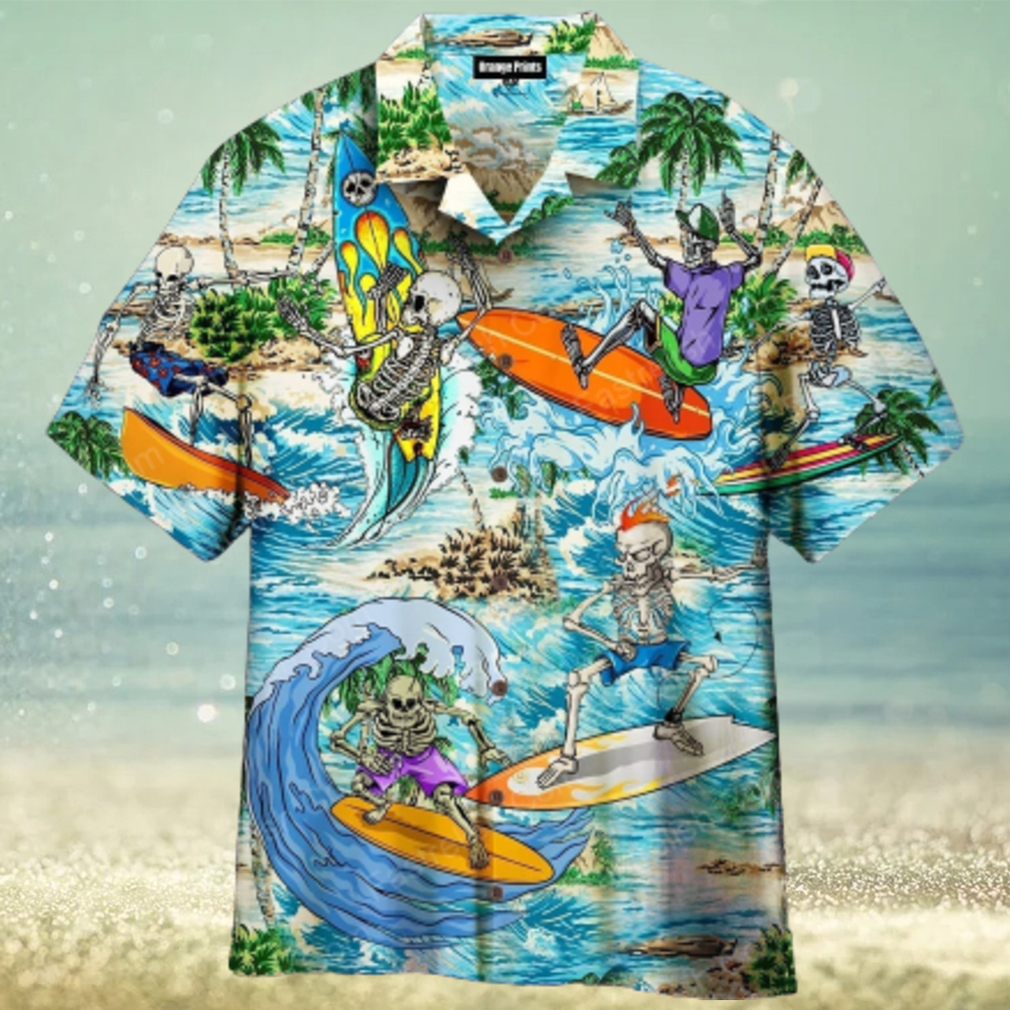 Amazing Hot Summer Skeleton Surfing The Beach Aloha Hawaiian Shirt - Limotees