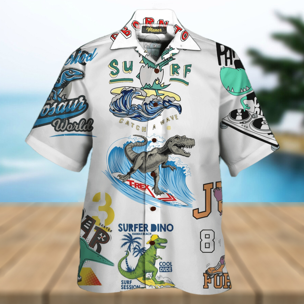 Amazing Surfer Dino T Rex Surfing Aloha Hawaiian Shirts - Limotees