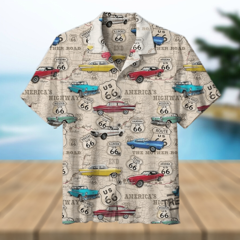 Amazing Vintage Muscle Car On Route Hawaiian Shirts - Limotees