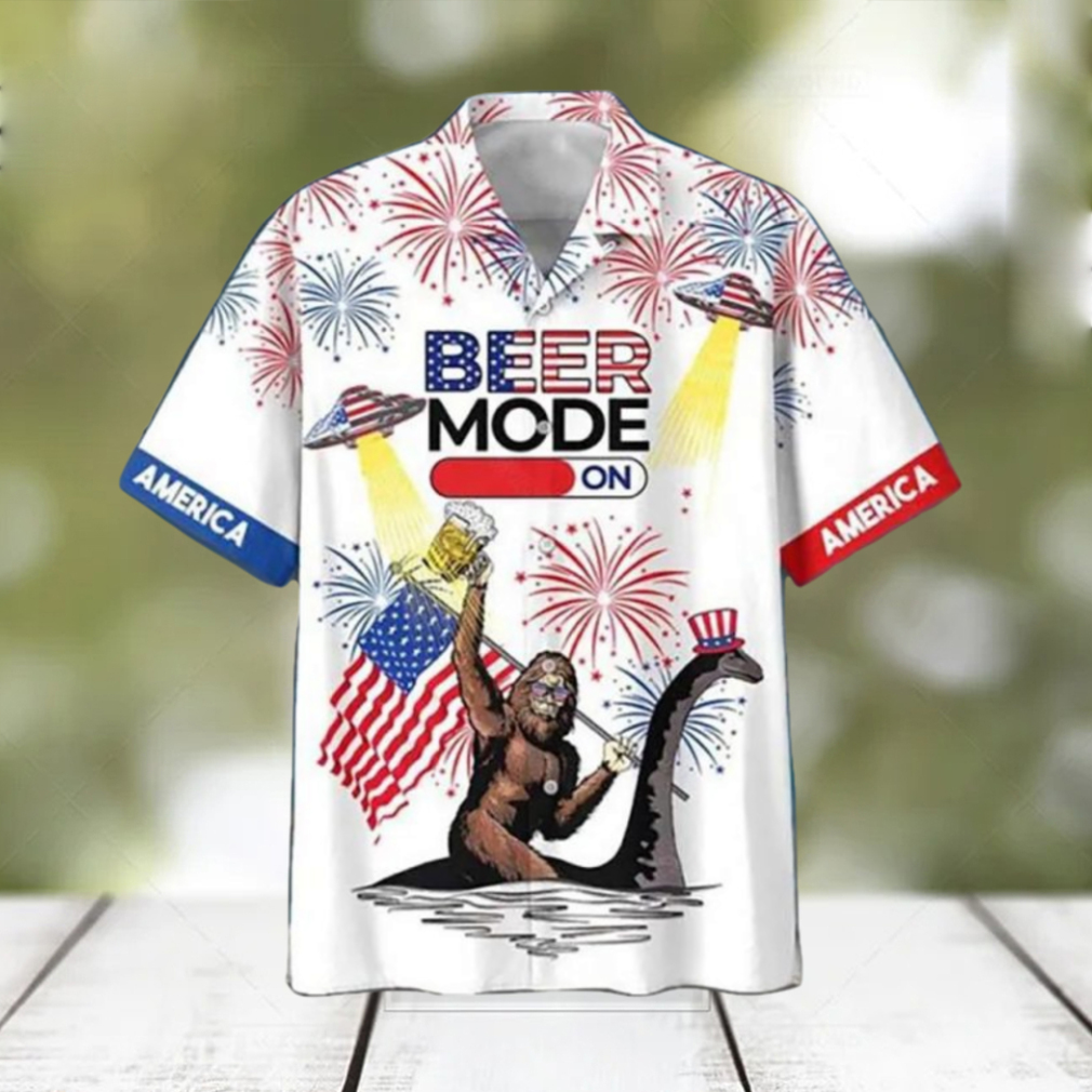 America Bigfoot Beer Mode On Hawaiian Shirt - Limotees