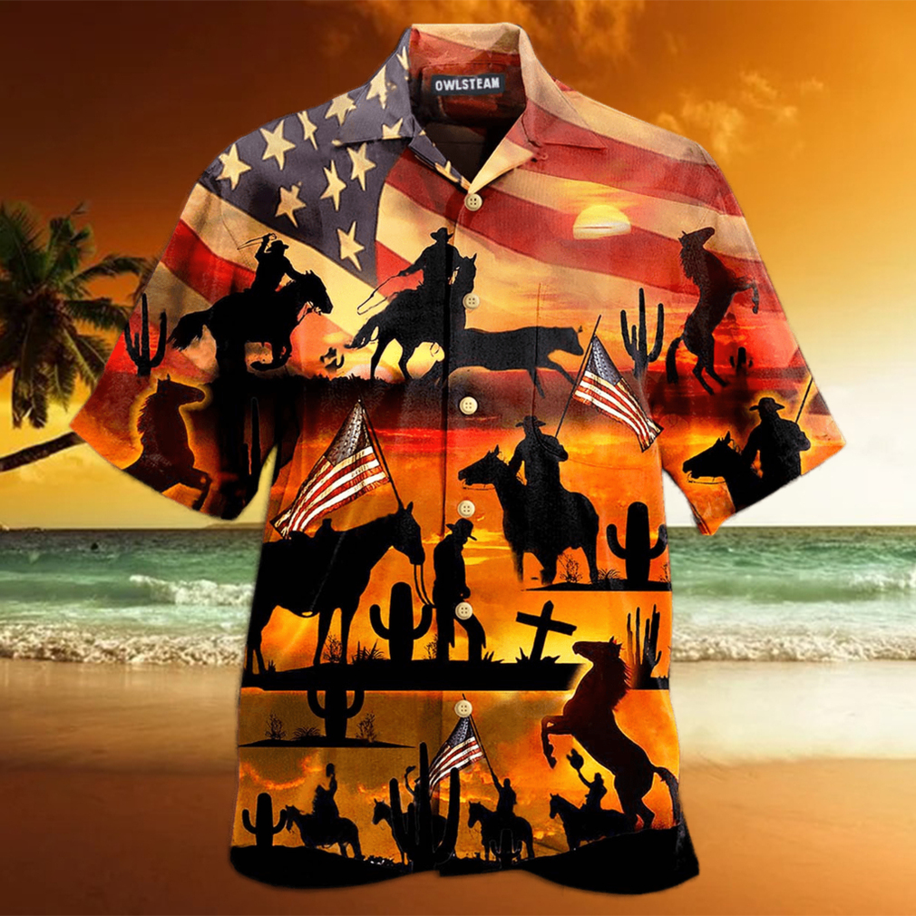 American Cowboy Sunset Full Printing Hawaiian Shirt - Limotees