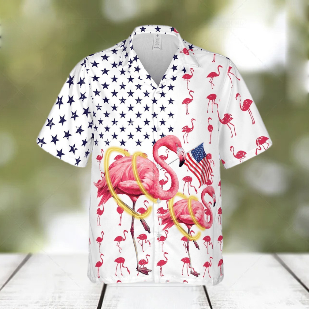 American Flag Flamingo Independence Day Unisex Hawaiian Shirts - Limotees