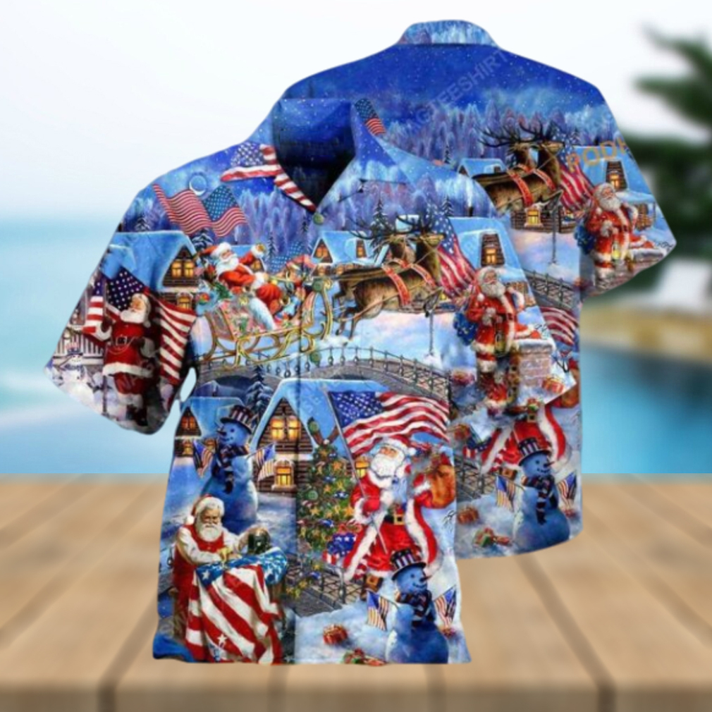 American Patriot Santa Hawaiian Shirt, Santa Claus Shirt - Limotees