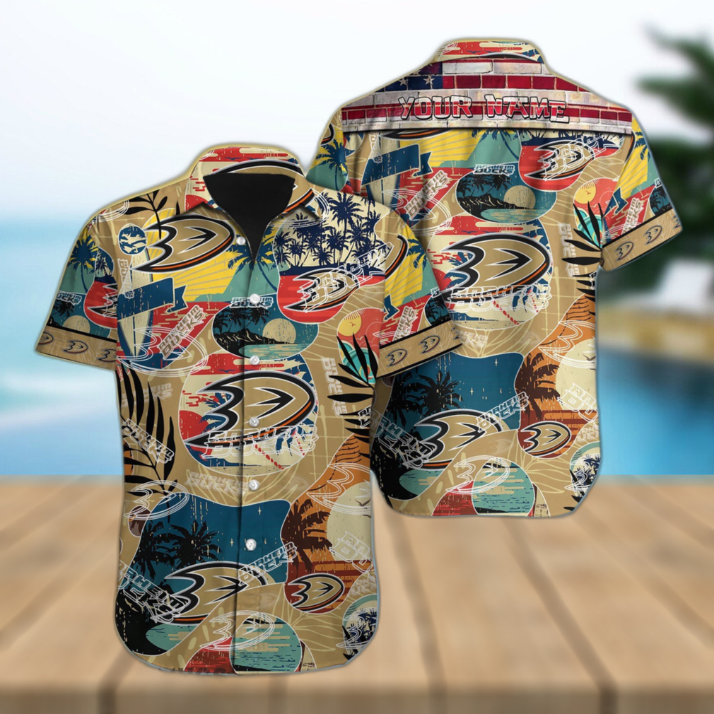 Anaheim Ducks Custom Name Vintage Hawaiian Shirt For Fans - Limotees