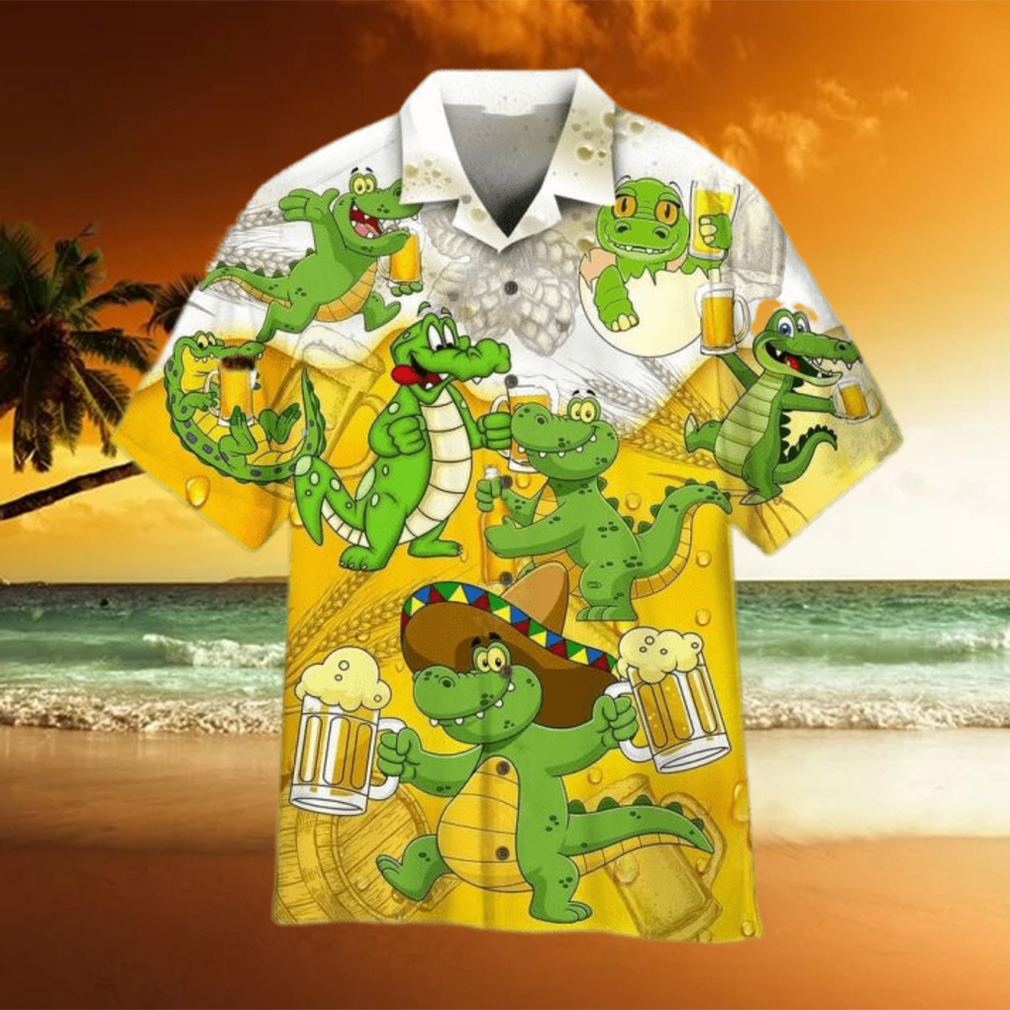 Animals Green Alligator Love Beer Aloha Hawaiian Shirt - Limotees