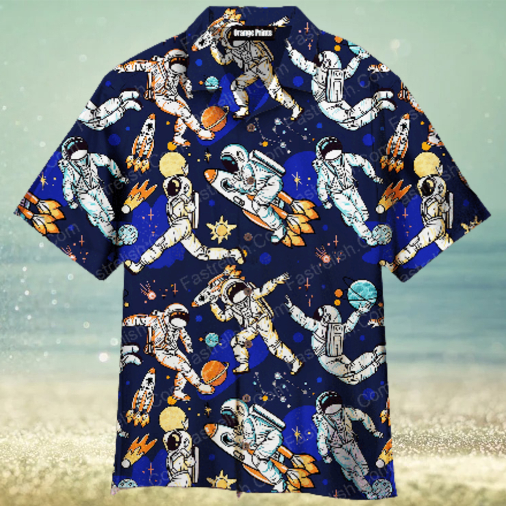 Astronauts In Sport Activities With Spaceships And Planets Aloha Hawaiian Shirt - Limotees