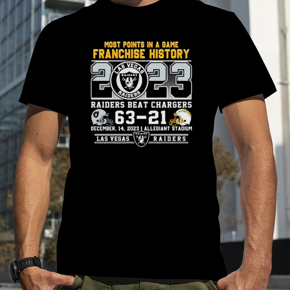 Las Vegas Raiders Most Points In A Game Franchise History 2023 Raiders Beat Chargers 63-21 shirt