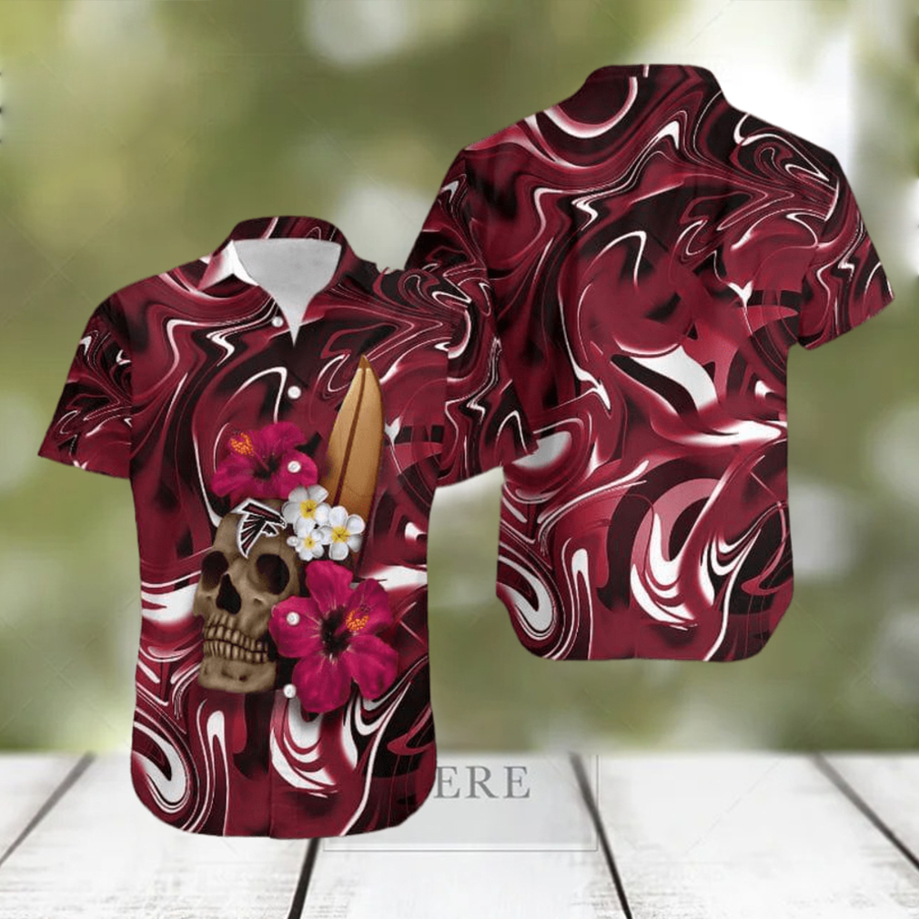 Atlanta Falcons Skull And Flower Hawaiian Shirt Gift For Halloween - Limotees