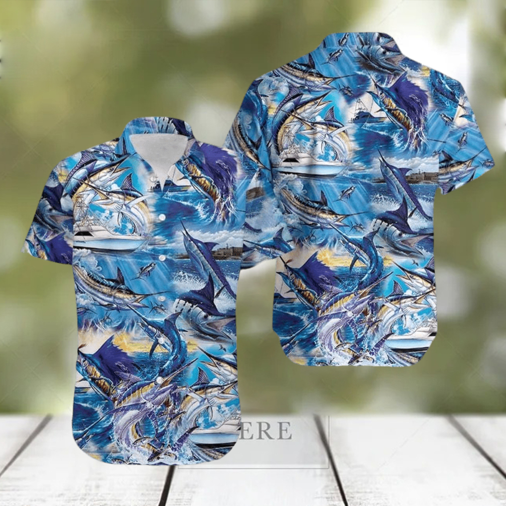 Atlantic Blue Marlin Fishing Unisex Hawaiian Aloha Shirts - Limotees