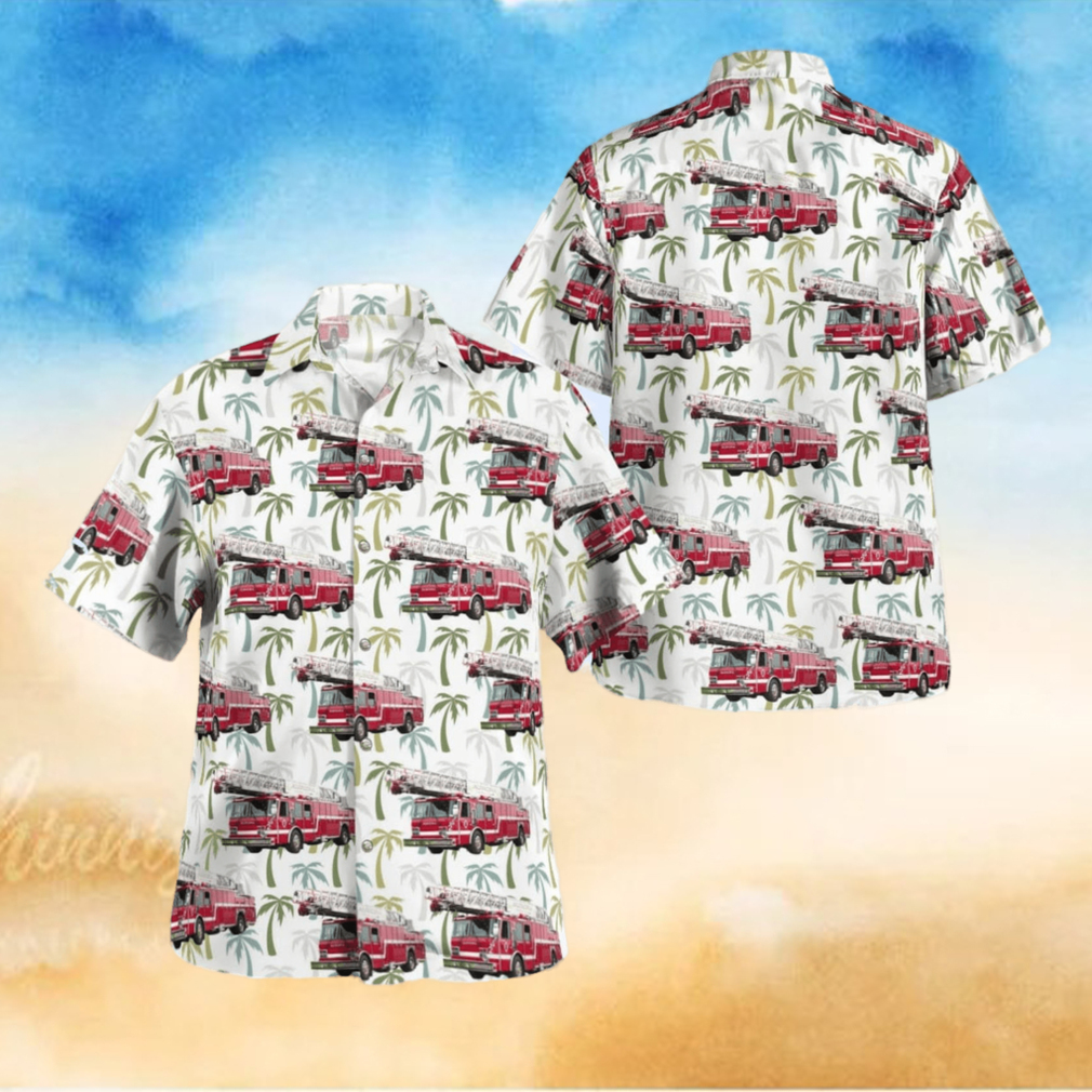 Aurora Fire Department Illinois Tropical Style AOP Print Shirt Sleeve Hawaiian Shirt - Limotees