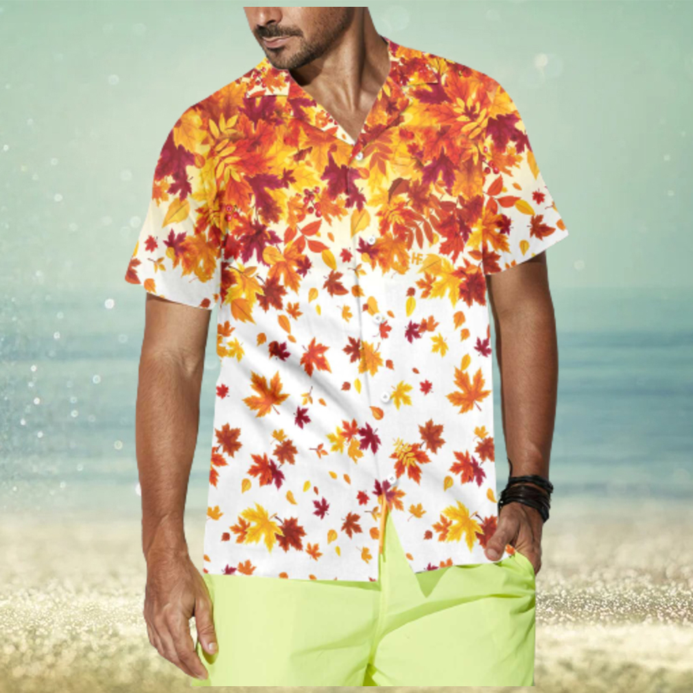 Autumn Leaves On White Thanksgiving Hawaiian Shirts - Limotees