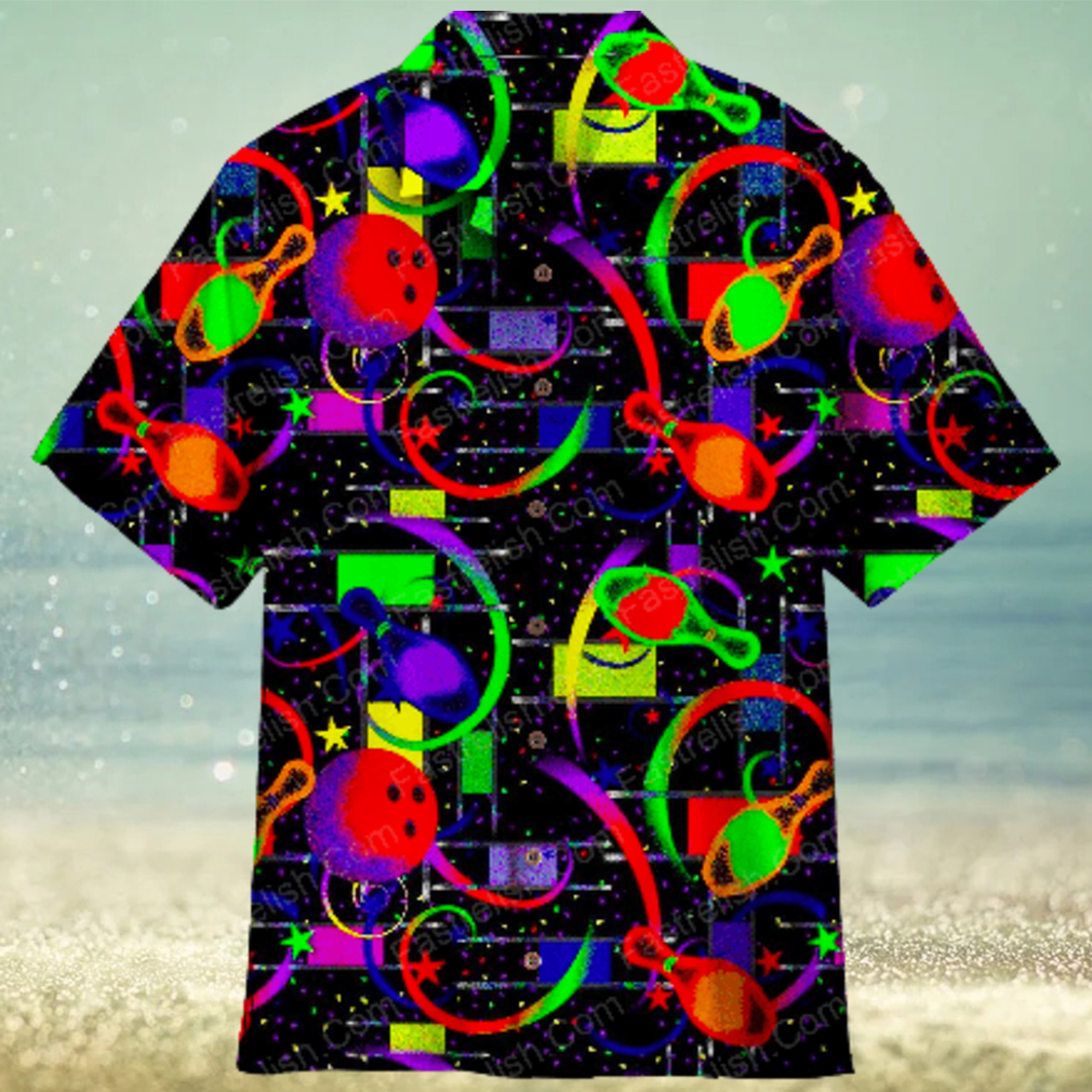 Awesome Bowling In Space Colorful Light Aloha Hawaiian Shirt - Limotees