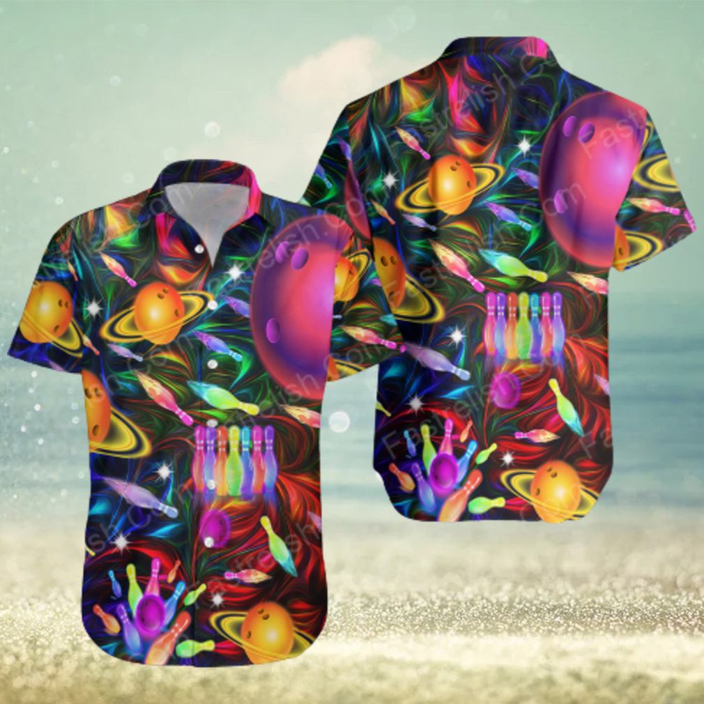 Awesome Bowling In Space Colorful Light Aloha Hawaiian Shirts - Limotees