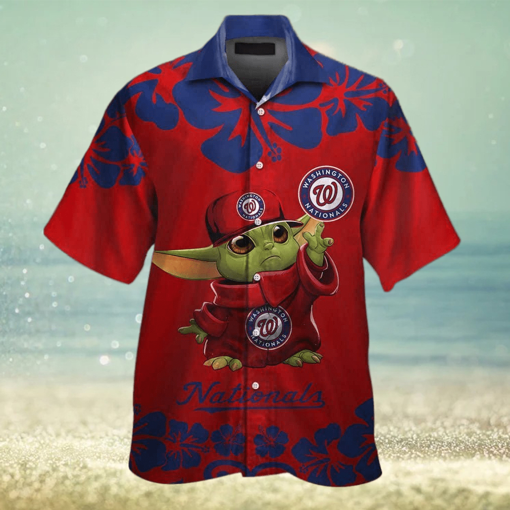 Baby Yoda Star Wars Loves MLB Washington Nationals Hawaiian Shirt Gift For Beach Trip - Limotees