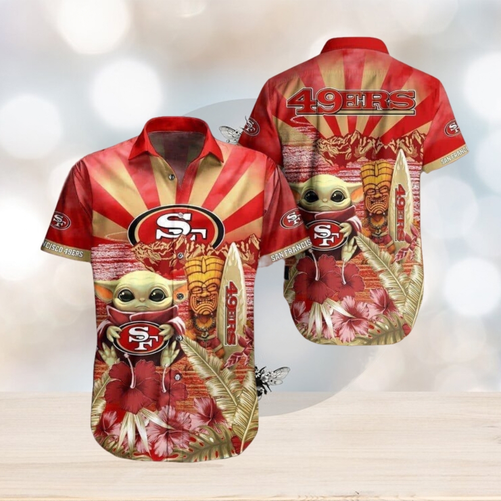 Baby Yoda Star Wars Loves NFL San Francisco 49ers Hawaiian Shirt, NFL Hawaiian Shirt - Limotees