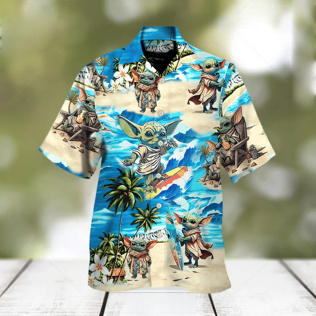 Baby Yoda Star Wars Surfing Hawaiian Shirt For Men - Limotees