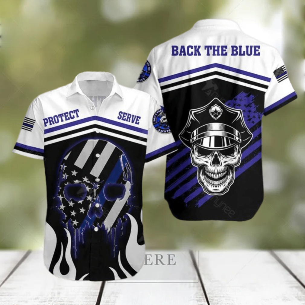 Back The Blue The Police Skull Hawaiian Shirt For Men And Women - Limotees